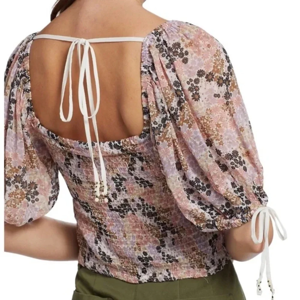 FREE PEOPLE Back On Top Smocked Crop Top NWOT!